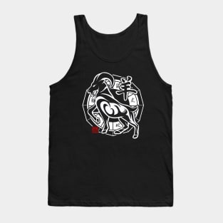 Goat Chinese Zodiac Sign Lunar New Year Tribal Design white Tank Top